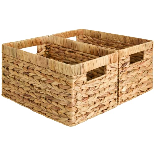 StorageWorks Wicker Baskets, Wicker Storage Baskets for Shelves, 2-Pack | Hyacinth Wicker Baskets for Storage, Woven Baskets for Organizing, Woven Baskets for Storage, Pantry Organizers and Storage - color: Natural (Water Hyacinth), size: 2x 13"L x 8¼"W x