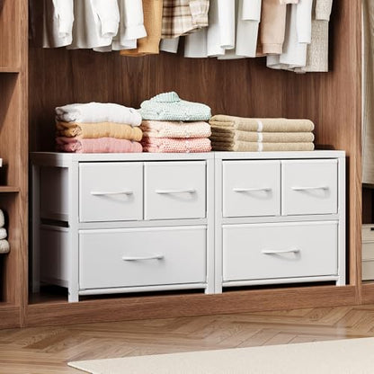 Homeiju Stackable 3-Drawer Fabric Dresser with Waterproof Wood Top – Closet Organizer & Storage Drawers for Bedroom, Modern Metal Frame Design (2 Tier-2 Pack) - size: 3-Drawer, 2-Tier, 2-Pack