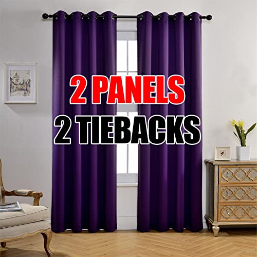 Thermal Insulated Grommet Window Blackout Curtains Panels for Livingroom 52x84 Inch Purple 1 Pair - color: Purple, size: 52"W x 84"L (Pack of 2)