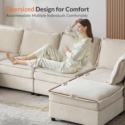 HULALA HOME Seat Cushion Cover for Sectional Sofa Couch, Beige（Cushion is not Included） - color: Beige, size: Seat Cushion Cover