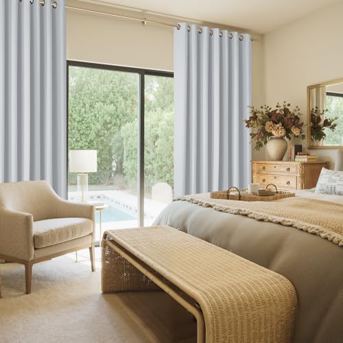 RYB HOME 100% Blackout Linen Look Curtains Thermal Insulated 100% Privacy | Thermal Insulated, Room Divider Window Drapes, Bedroom Living Room Doorway, Grommet, Grayish White, W60 x L84,1 Panel - color: Grayish White, size: 60"W x 84"L (Pack of 1)