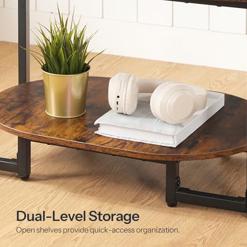 HOOBRO Coffee Table for Living Room, Oval Small Coffee Table with 2-Tier Open Storage Shelf, Industrial Cocktail Tea Table, Wooden Desktop Center Table, Farmhouse, Home Office, Rustic Brown BF09KF01 - color: Rustic Brown