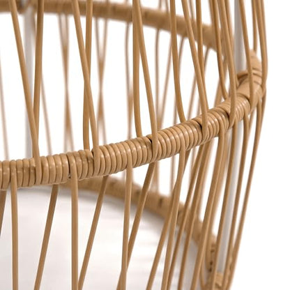 Furniture of America Ysar Boho Rattan Round Coffee Table Outdoor with Metal Frame, All-Weather and Rust Resistant, Handcrafted Coastal Furniture for Patio, Poolside, Garden, Yard, Natural Brown - color: Natural Brown/18.9 In.