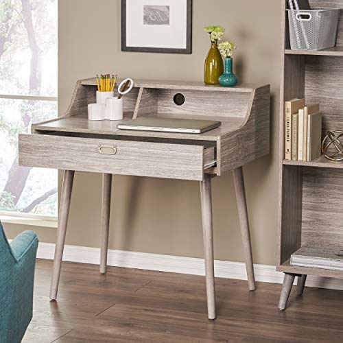 Christopher Knight Home Ellison Mid-Century Modern Fiberboard Home Office Desk, Grey Oak Finish