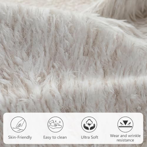 Modern Storage Benches with Walnut Wood Legs, 47'' Ottoman Bench with 20 Gallons Storage Space for Bedroom End of Bed, Faux Fur Fabric Upholstered Entryway Bench, Beige - color: Faux Fur-beige