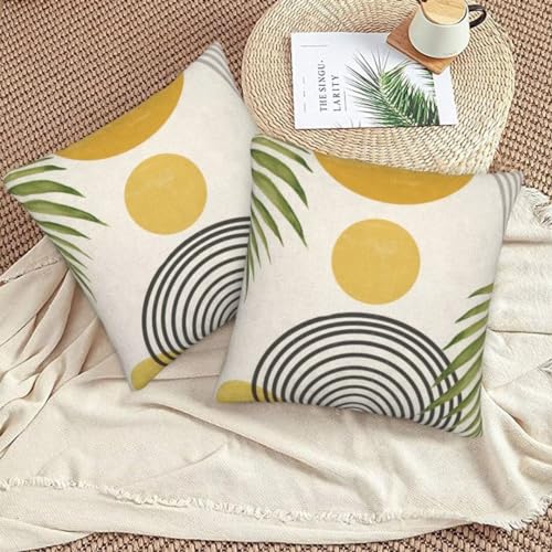 Mustard Yellow Sunset Mid Century Pillow Covers 16x16 Set of 2 | Boho Decorative Throw Pillow Covers Outdoor Summer Modern Abstact Cushion Case for Couch Sofa Home Decor - color: Mustard Yellow Sunset, size: 16" x 16" (Pack of 2)