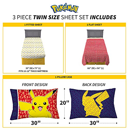 Franco Kids Bedding Super Soft Sheet Set, Twin, Pokemon - color: Pokemon, size: Twin