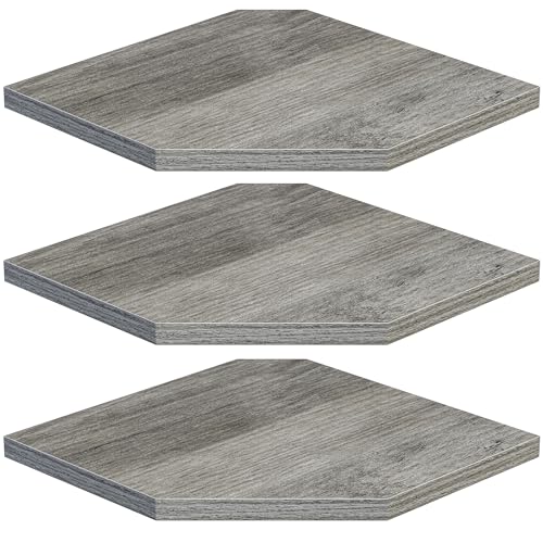Fun Memories Corner Shelf Wall Mount, Floating Corner Shelves, Set of 3 Corner Wall Shelf Organizer, Rustic Wood Wall Storage Display Shelves for Living Room Bedroom Bathroom Kitchen, Rustic Grey - color: Grey, size: 7" x 7", Set of 3