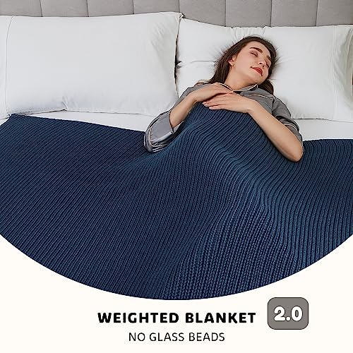 L'AGRATY Knitted Weighted Blanket - 60"x80" 20lbs Cooling Chunky Knit Heavy Blanket for Adults Braided Crochet Throw Thick Cable Yarn Knit Decorative No Beads Evenly Weighted Machine Washable | No Beads Evenly Weighted Machine Washable Chunky Braided Croc