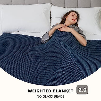 L'AGRATY Knitted Weighted Blanket - 60"x80" 20lbs Cooling Chunky Knit Heavy Blanket for Adults Braided Crochet Throw Thick Cable Yarn Knit Decorative No Beads Evenly Weighted Machine Washable | No Beads Evenly Weighted Machine Washable Chunky Braided Croc
