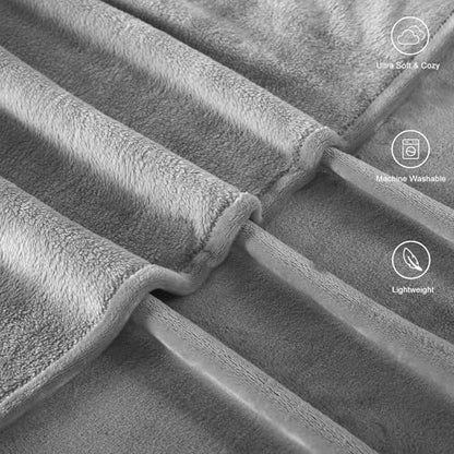 TASTHROW Lightgrey Throw Blanket 50x60 Inches | Soft Plush Cozy Fleece Flannel Throw Blanket, Lightweight Warm Throws for Bed, Couch, Bedroom and Living Room, All Seasons - color: Lightgrey, size: 50"x60"