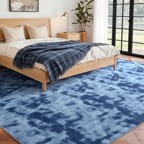 5x7 Tie-dye Teal Area Rug Non-Slip Washable Soft for Living Room Bedroom | Soft丨Stays Put丨Low Pile Thin丨Lays Flat丨Kid & Pet Friendly丨Dorm丨Dining Room丨Nursery丨Indoor丨Laundry丨Kids Room丨Carpet丨Home Decor - color: 01 Tie-dye Teal, size: 5' x 7' (Rectangular)
