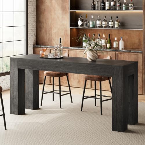 71" Long Bar Table, Rectangular 35.5" Counter Height Table, Double-Sided High Top Pub Table for Home Bar Kitchen Dining Room, Black