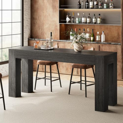 71" Long Bar Table, Rectangular 35.5" Counter Height Table, Double-Sided High Top Pub Table for Home Bar Kitchen Dining Room, Black