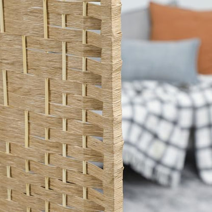 HOMCOM 8 Panel Room Divider, Folding Privacy Screen, 5.6', Natural | Room Separator, Wave Fiber Freestanding Partition Wall Divider - color: Natural, size: 8 Panel