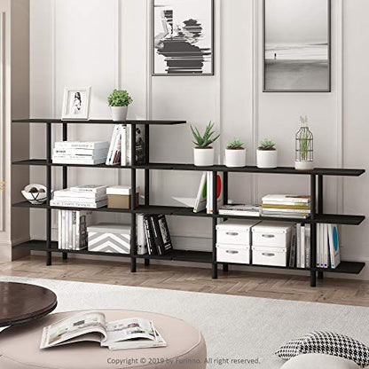 Furinno Turn-N-Tube 3-Tier Wide Display Shelf, Espresso/Black | Wide Accent Display Shelf, Open Shelves, Round Tubes, for Organization and Storage, Living Room, Garage, Home Office - color: Espresso/Black, style: 3-Tiers