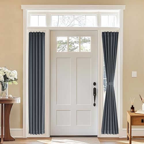 Vatge Sidelight Curtains for Front Door, 12 Inch Wide Narrow Window Curtains for Side Door, 1 Panel, W12 x L80, Grey - color: Grey, size: 12"W x 80"L (Pack of 1)