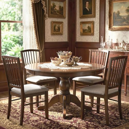 HOMCOM Farmhouse Dining Chairs Set of 2, Upholstered Linen, Burn Brown | Kitchen Chairs, Dining Room Chairs, Solid Rubberwood Legs - color: Burn Brown