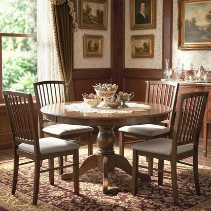 HOMCOM Farmhouse Dining Chairs Set of 2, Upholstered Linen, Burn Brown | Kitchen Chairs, Dining Room Chairs, Solid Rubberwood Legs - color: Burn Brown