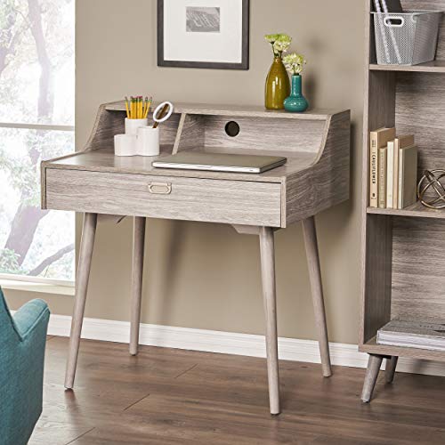 Christopher Knight Home Ellison Mid-Century Modern Fiberboard Home Office Desk, Grey Oak Finish