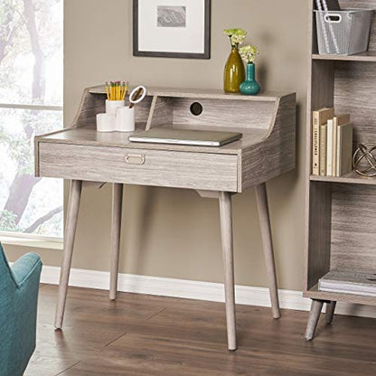 Christopher Knight Home Ellison Mid-Century Modern Fiberboard Home Office Desk, Grey Oak Finish