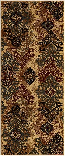 Unique Loom Barista Collection Area Rug - Congencis (2' 2" x 5' 3" Runner, Beige/Blue) - size: 2'2" x 5'3" (Rectangular)