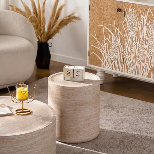 15.7" Round Faux Marble Coffee Table, Fully Assembled Modern Drum End Table with Mars Pattern, Faux Stone Nightstand Sofa Table for Living Room & Bedroom(Mars Pattern) - color: 15.7'' Mars Pattern