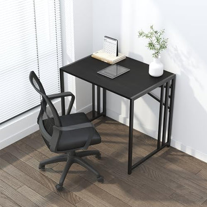 Lutown-Teen Folding Computer Desk 32 inch, Black | Small Folding Desk for Writing & Gaming, Small Space Office Desk, No Assembly Required - color: Black, size: 32 Inch
