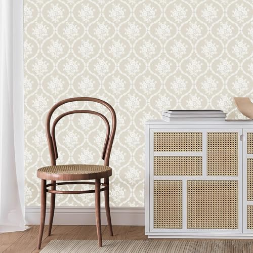 TACHIO Floral Peel and Stick Wallpaper French Country Contact Paper 17.5" x 394" Waterproof Self Adhesive Wall Paper for Bedroom Living Room & Accent Walls Vinyl Removable Renter Friendly - size: 17.5" x 394"