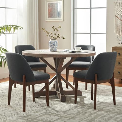 VKNOW Dining Chairs Set of 4, Faux Leather Wooden Kitchen Chairs, Black | Modern Upholstered Side Chair with Rubberwood Legs for Kitchen Dining Room Restaurant, No Wobble - color: Black, size: Set of 4