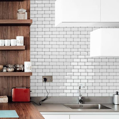Art3d 10-Pack Subway Peel and Stick Backsplash, Warm White with Black Grout | 12 x 12 Inch, Strong Adhesion, Lightweight, Cuttable, Waterproof, Crack Resistant, for Kitchen Wall, Ideal for Recently Moved - color: Warm White With Black Grout
