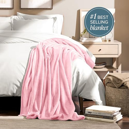 Bare Home Fleece Blanket Luxury Microplush (Full/Queen, Light Pink) | Ultra-Soft Lightweight Blanket for Bed, Sofa, and Couch, Cozy & Warm Blanket - color: 18 - Light Pink, size: Full/Queen