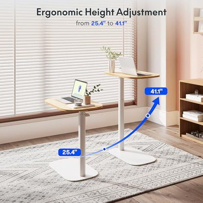 FLEXISPOT 24''Adjustable C Table Gas Spring Mobile Side End Table | Adjustable C table with Wheels, Bedside table for sofa and couch. Laptop Rolling Cart TV Tray, 23.6" W x 13.8" D,Maple - color: Maple, size: 24x14