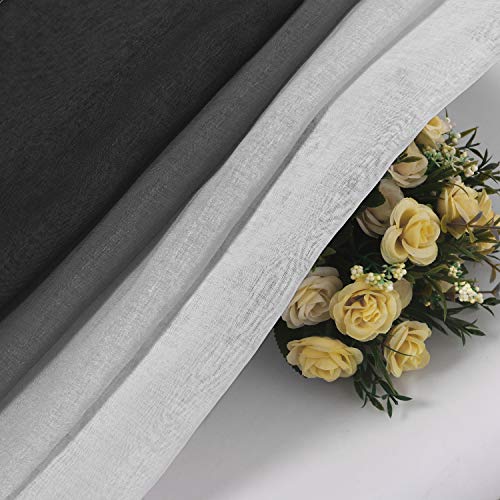 DWCN Black Ombre Sheer Curtains - Faux Linen Gradient Semi Voile Bedroom and Living Room Curtains, Set of 2 Grommet Top Window Curtain Panels, 42 x 84 Inches Long - color: Black, size: 42"W x 84"L (Pack of 2)