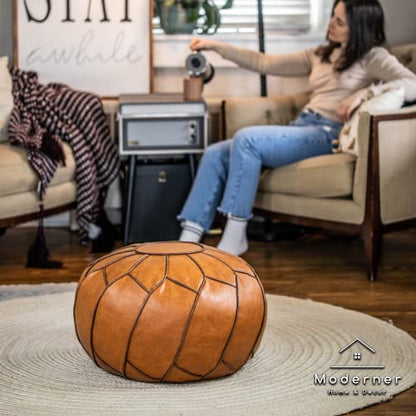 Moderner Pouf Ottoman Pumpkin Color - color: Pumpkin