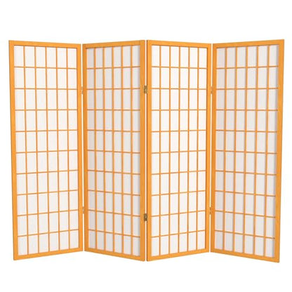 4 ft. Short Window Pane Shoji Screen - Honey - 4 Panels - color: Honey, size: 4 Panels