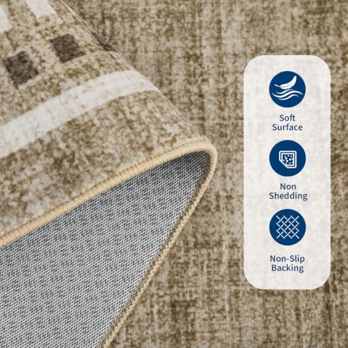 Garvee 2x8 Runner Rug Hallway Kitchen Washable Neutral Solid Taupe Runners | Low Pile Stain Resistant Modern Geometric Living Room Bedroom Long Runner Throw Carpet Scalloped Nuesery Entry Area Rugs - color: Taupe, size: 2' x 8' (Runner)