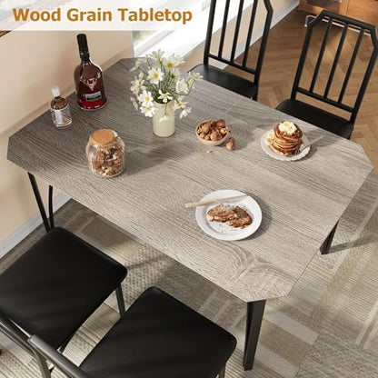 IDEALHOUSE Dining Table Set for 4, Kitchen Table Set of 4 with Upholstered Cushion Chairs, Dining Room Table Set with Kitchen Chairs, Easy to Assemble, Suitable for Apartment - (Cloud Gray) - size: 1* Table + 4* Chairs (Cloud Gray)