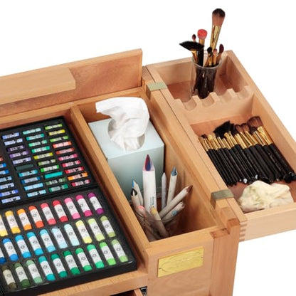 Creative Mark Todd Reifers Signature Artist Workstation - Crafting Table with Storage Cabinet, 38x32x18 Inches - Large Art Desk with Storage for Adults, Finished Beech Wood