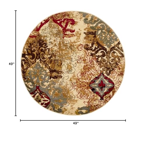 Unique Loom Barista Collection Area Rug - Congencis (4' 1" Round, Beige/ Blue) - size: 4'1" (Round)