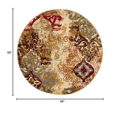 Unique Loom Barista Collection Area Rug - Congencis (4' 1" Round, Beige/ Blue) - size: 4'1" (Round)