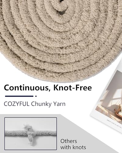 Cozyful Chunky Yarn for Hand Knitting, #9 Thick Jumbo Big Chunky Yarn for Crocheting, Super Chunky Knit Blanket Yarns, Large Chunky Chenille Yarns, 8 Pack (30 yds 8 oz Each Skein), Khaki - color: Khaki