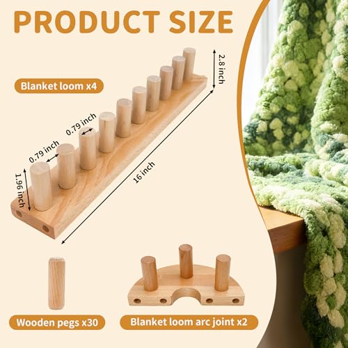 Zlshmoee 64-Inch Double-Row Yarn Blanket Loom Kit Adjustable Wooden Frame Needle-Free Hand-Knitting Yarn Project DIY Beginner Craft Gift - color: 64in'' Circular