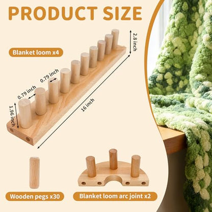 Zlshmoee 64-Inch Double-Row Yarn Blanket Loom Kit Adjustable Wooden Frame Needle-Free Hand-Knitting Yarn Project DIY Beginner Craft Gift - color: 64in'' Circular