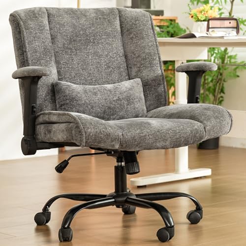 Criss Cross Chair with Wheels & Flip Arms, Wide Cross Legged Office Chair with Adjustable Tilt Criss-Cross Desk Chair with Lumbar Support for Home Office, Bedroom, Apartment Gray - color: Grey