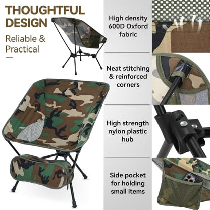 MARCHWAY Lightweight Folding Camping Chair with Spring Lock, Stable Compact Portable for Outdoor Camp, Travel, Beach, Picnic, Festival, Hiking, Backpacking (Lowback Camo) - color: Lowback Camo