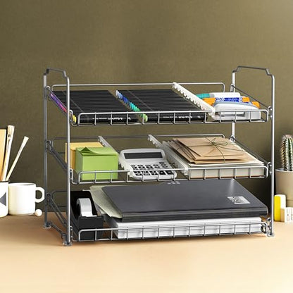 Simple Houseware Stackable Can Rack, Silver, Adjustable Plastic Dividers, Holds 36 Cans | Can Food Storage Dispenser for Pantry/Cabinet, Adjustable Dividers – 11.5" D x 17" W x 13.75" H - color: Silver