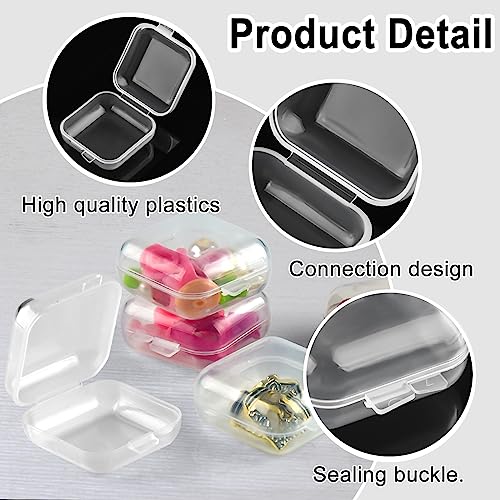 Mototo 60 Pieces Mini Plastic Jewelry Box Clear Storage Box Small Storage Containers with Hinged Lids for Beads Jewelry Earrings Chains Earplugs Craft, 1.4 x 1.4 x 0.7 Inches - style: 60 Pieces