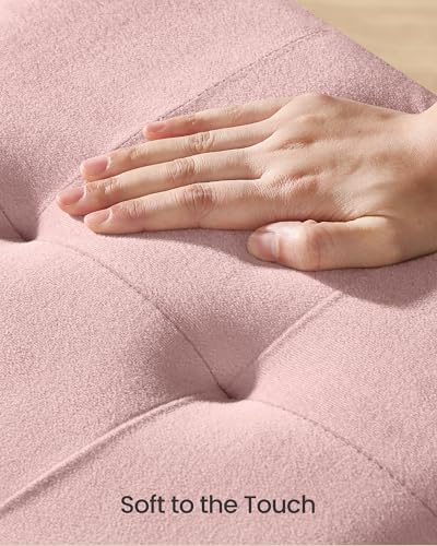 SONGMICS Small Storage Ottoman, Folding Ottoman Cube, 15 x 15 x 15.7 Inches, Footstool, Footrest, 10 Gal. (37 L), Velvet Surface, for Bedroom, Living Room, Dorm, Jelly Pink ULSF0516R01 - color: Jelly Pink
