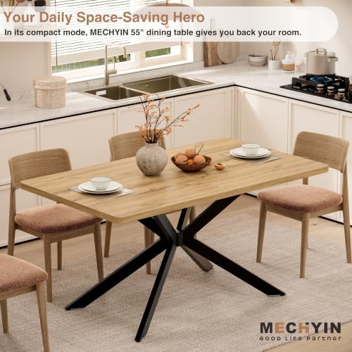 Extendable Dining Room Table for 4 6 8,55"-70" Kitchen Table Butterfly Leaf | Simply Flip Leaf Expandable Rectangle Dining Table,Long Large Wood Table for Kitchen Dining Living Room, Modern,Farmhouse - color: Butterfly Leaf 55"-71" Oak